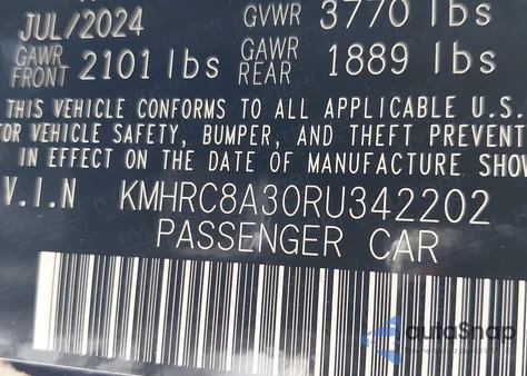 2024 Hyundai Venue Sel из США, поврежденный, VIN KMHRC8A30RU342202